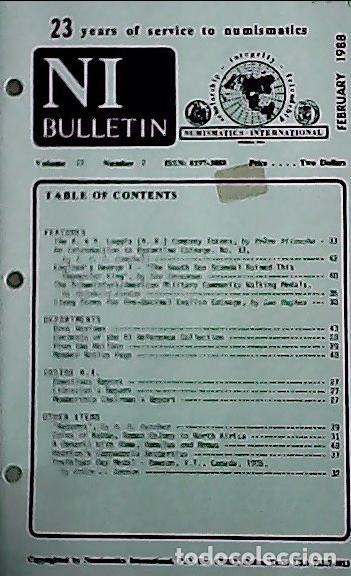 Libros: NI Bulletin. February 1988 1988. Volume 22. Number 2 - AA.VV. - NUMISMATICS: