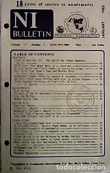 Libros: NI Bulletin. January 1983. Volume 17. Number 1 - AA.VV. - NUMISMATICS:
