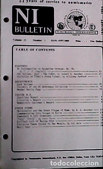 Libros: NI Bulletin. January 1986. Volume 19. Number 13 - AA.VV. - NUMISMATICS: