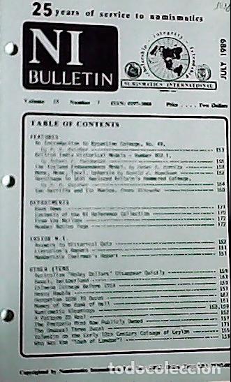 Libros: NI Bulletin. July 1989. Volume 24. Number 7 - AA.VV. - NUMISMATICS: