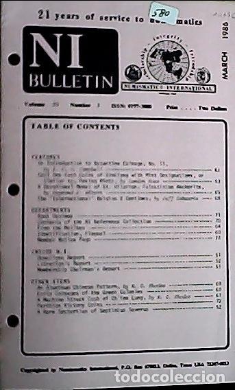 Libros: NI Bulletin. March 1986. Volume 20. Number 3 - AA.VV. - NUMISMATICS: