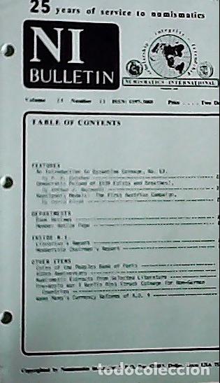 Libros: NI Bulletin. November 1989. Volume 24. Number 11 - AA.VV. - NUMISMATICS: