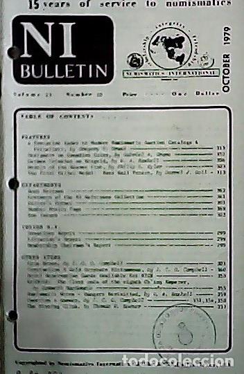 Libros: NI Bulletin. October 1979. Volume 13. Number 10 - AA.VV. - NUMISMATICS: