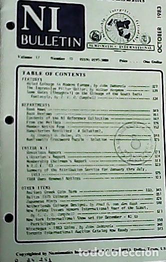 Libros: NI Bulletin. October 1983. Volume 17. Number 10 - AA.VV. - NUMISMATICS: