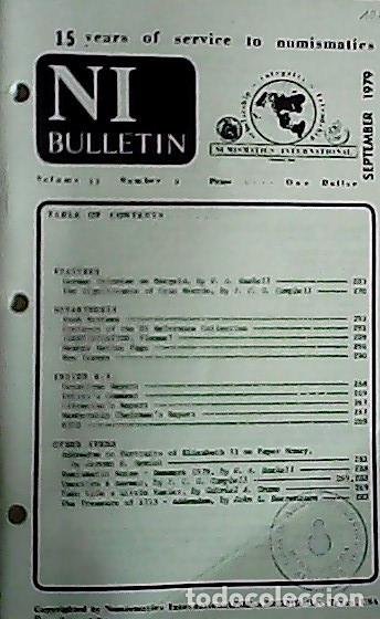 Libros: NI Bulletin. September 1979. Volum 13. Number 9 - AA.VV. - NUMISMATICS: