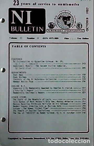 Libros: NI Bulletin. October 1987. Volume 21. Number 10 - AA.VV. - NUMISMATICS: