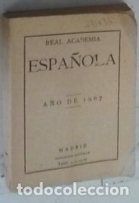 B&uuml;cher: Real Academia Espa&ntilde;ola 1967 - ANUARIO:
