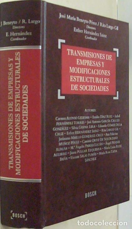 Livros em segunda m&atilde;o: Transmisi&oacute;n de empresas y modificaciones estructurales de sociedades - BENEYTO PEREZ, Jos&eacute; Mar&iacute;a y L