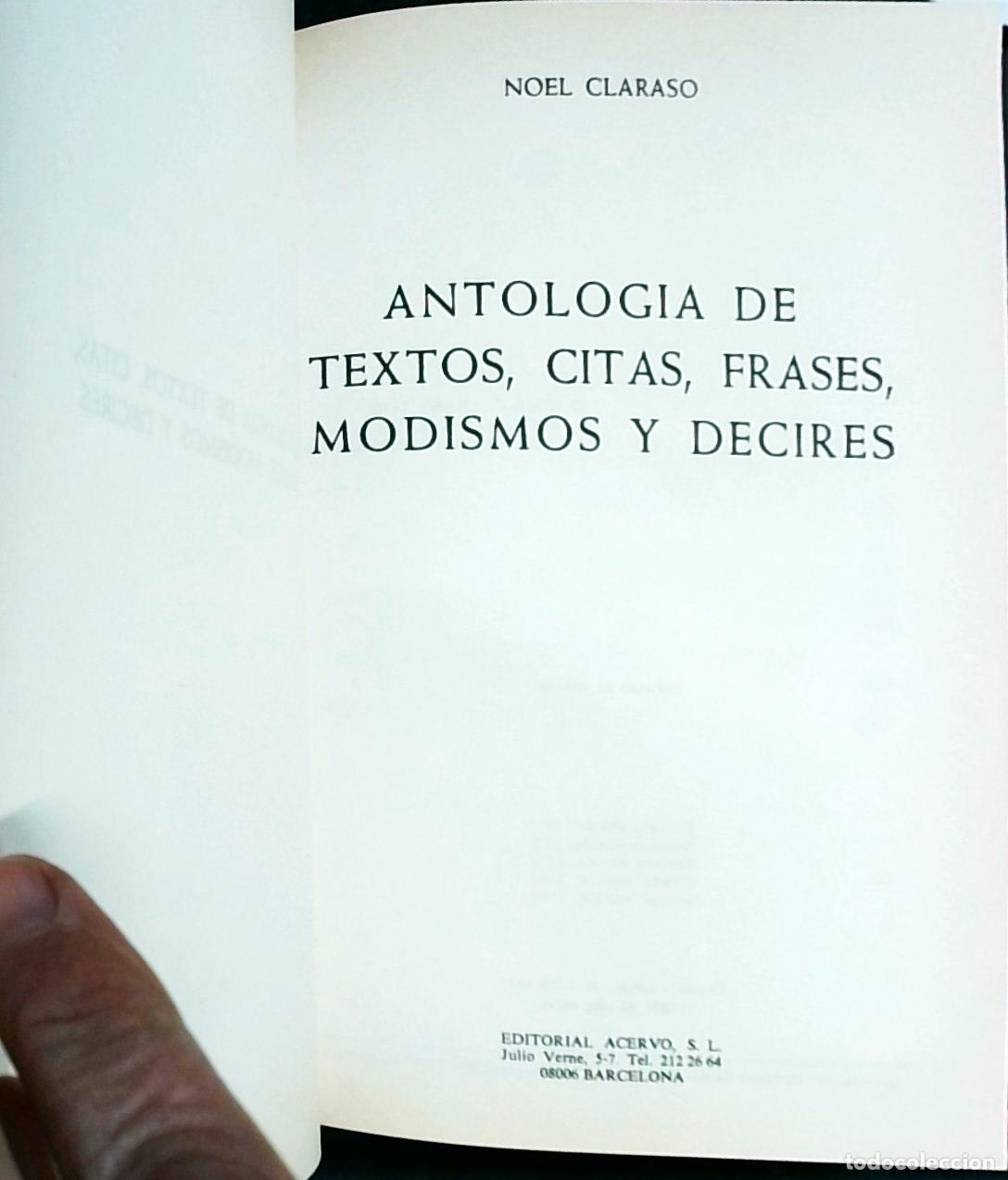 Libros: Antolog&iacute;a de textos, citas, frases, modismos y decires - CLARASO, Noel: