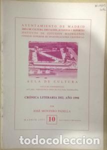 Libri di seconda mano: Cr&oacute;nica literaria del a&ntilde;o 1998 - MONTERO PADILLA, Jos&eacute;: