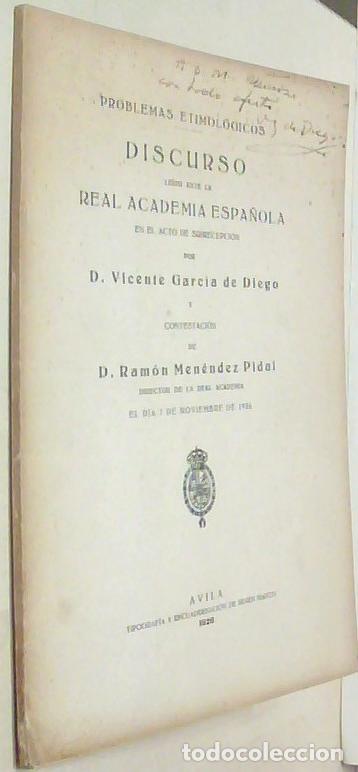 Libri di seconda mano: Problemas etimol&oacute;gicos. Discurso le&iacute;do ante la Real Academia Espa&ntilde;ola en el acto de su recepci&oacute;n por