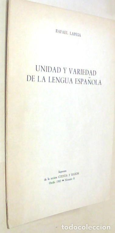 B&uuml;cher: Unidad y variedad de la lengua espa&ntilde;ola. Separata - LAPESA, Rafael: