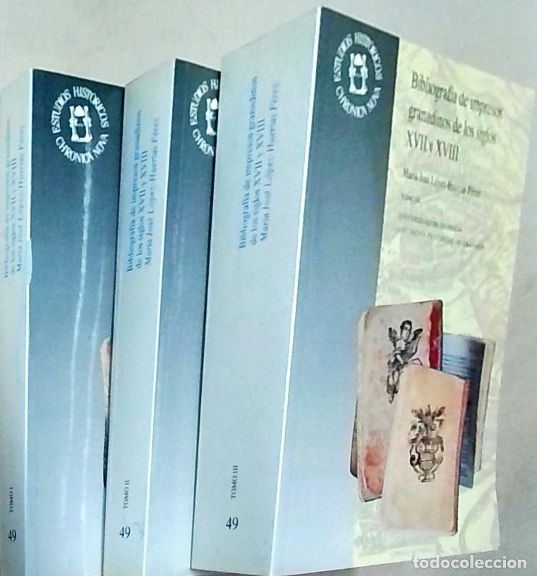 Libri di seconda mano: Bibliograf&iacute;a de impresos granadinos de los siglos XVII y XVIII. 3 TOMOS - LOPEZ HUERTAS PEREZ, Mar&iacute;a