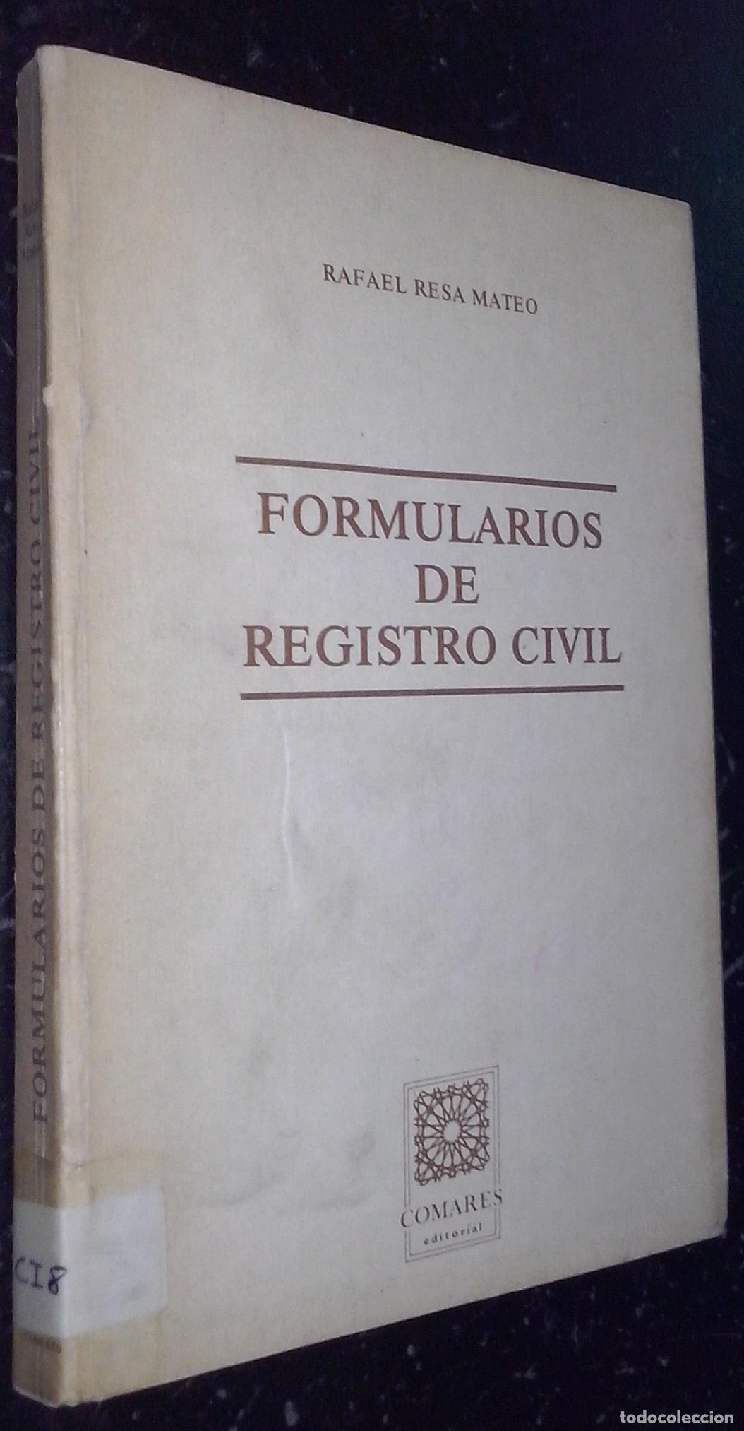 Libros: Formularios de registro civil - RESA MATEO, Rafael: - Foto 1