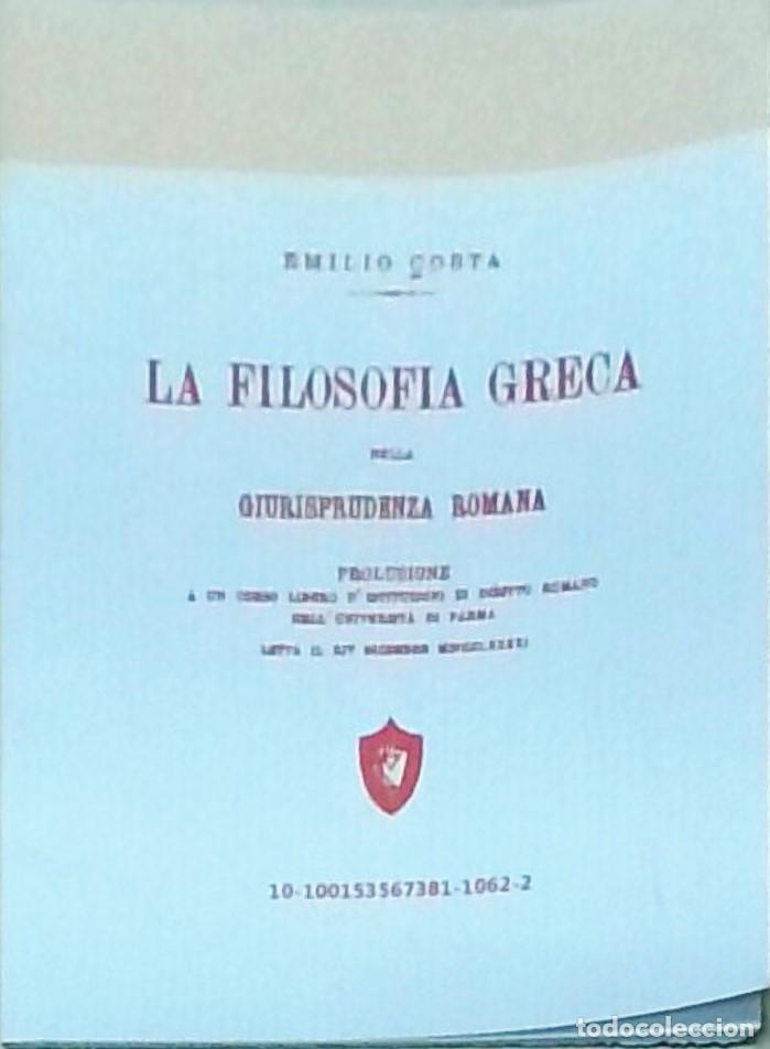 Libros: La filosof&iacute;a greca della giurisprudenza romana - COSTA, Emilio: