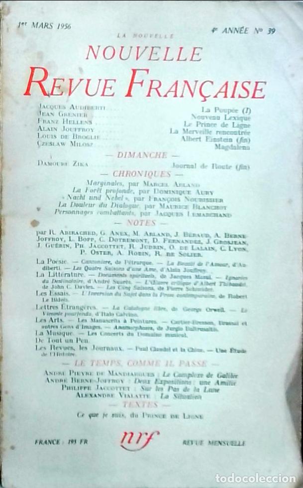B&uuml;cher: La Nouvelle Revue Fran&ccedil;aise (N&deg; 39, 1er Mars 1956) - Autores Varios: