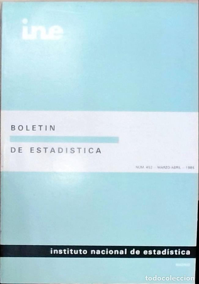 books: Bolet&iacute;n de Estad&iacute;stica N&uacute;m. 452, Marzo, Abril 1985 - Instituto Nacional de Estad&iacute;stica (INE):