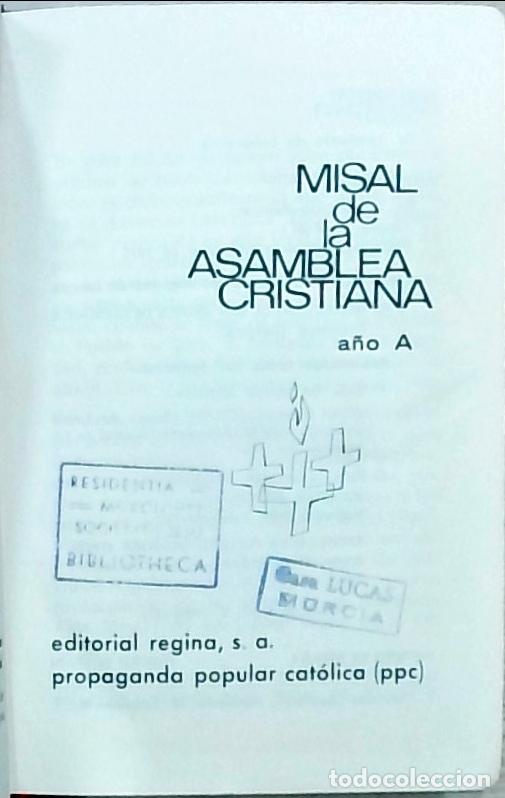 Libri di seconda mano: Misal de la Asamblea Cristiana (A&ntilde;o A) - Jes&uacute;s Tom&aacute;s Burgaleta; Enrique Calvo y Andr&eacute;s Pardo: