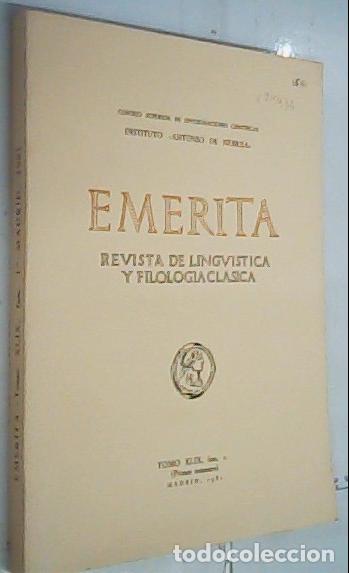 Libri di seconda mano: Em&eacute;rita Tomo XLIX, fasc. 1&ordm; (primer trimestre). Revista de Ling&uuml;&iacute;stica y Filolog&iacute;a Cl&aacute;sica - Autores