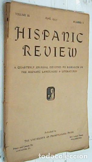 Libros: Hispanic Review. Volume III. Arpil 1935. Number 2. A quarterly journal devoted to research in the hi