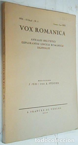 Libri di seconda mano: Vox Romanica n&ordm; 1, 13 Band. Januar - Juni. Annales Helvetici Explorandis Linguis Romanicis Destinati