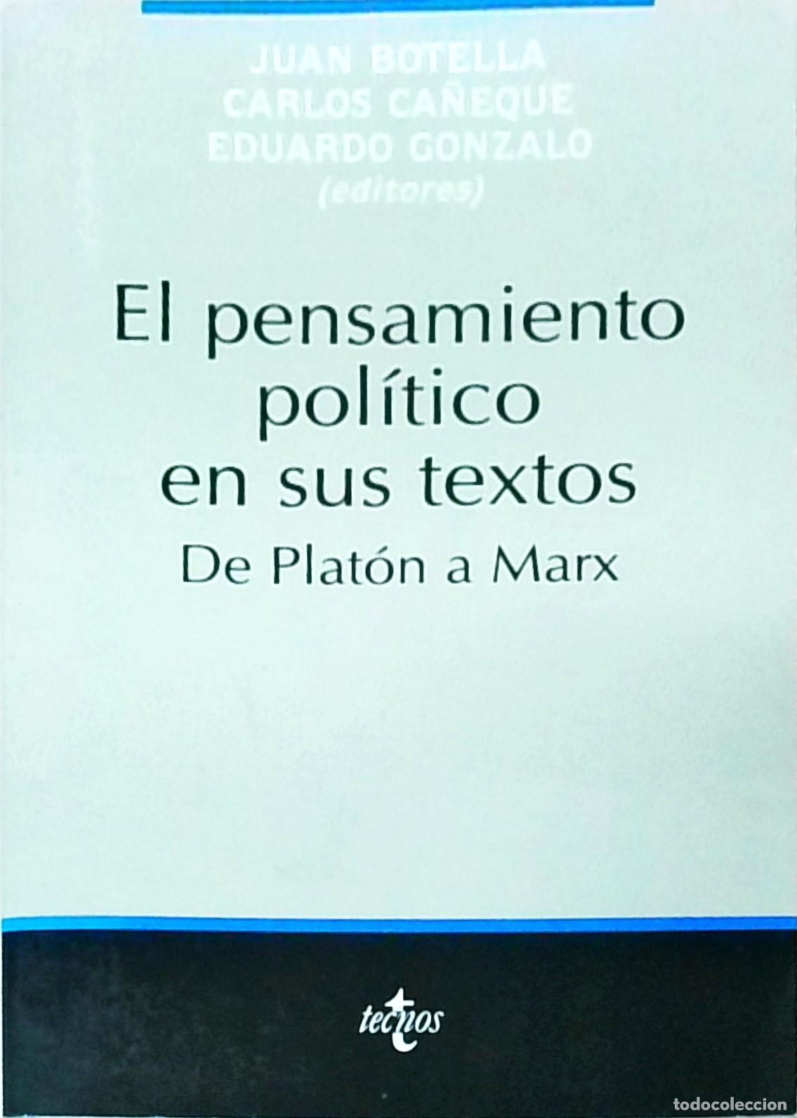 books: El pensamiento pol&iacute;tico en sus textos. De Plat&oacute;n a Marx - BOTELLA, Juan y OTROS (Editores) - AA.VV.:
