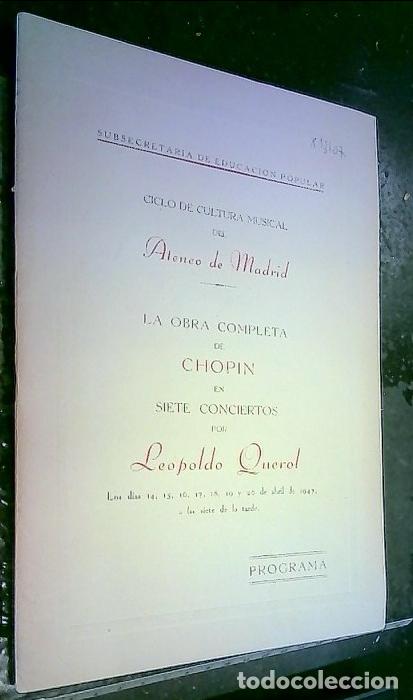 Livros em segunda m&atilde;o: Programa. La obra completa de Chopin en siete conciertos por Leopoldo Querol. Los d&iacute;as 14 al 20 de A
