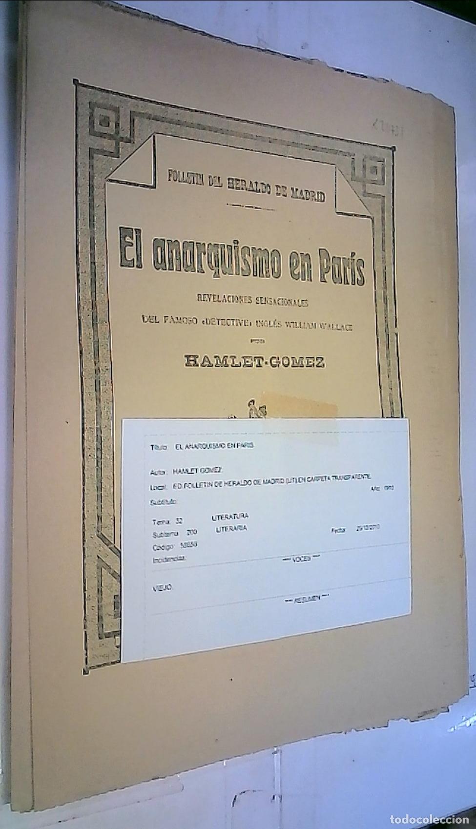 Libri di seconda mano: El anarquismo en Par&iacute;s. Revelaciones sensacionales del famoso detective ingl&eacute;s William Wallace - Ham