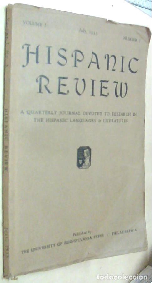 Libros: Hispanic Review. Volume I. July, 1933. Number 3 - AA. VV.:
