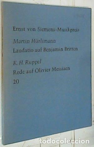 B&uuml;cher: Laudatio auf Benjamin Britten. Rede auf Olivier Messiaen - Hurlimann, Martin y Ruppel, K. H.: