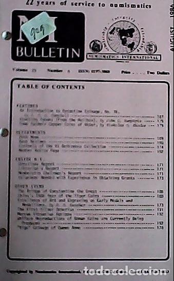 Libros: NI Bulletin. August 1986. Volume 20. Number 8 - AA.VV. - NUMISMATICS: