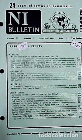 Libros: NI Bulletin. August 1988. Volume 22. Number 8 - AA.VV. - NUMISMATICS: