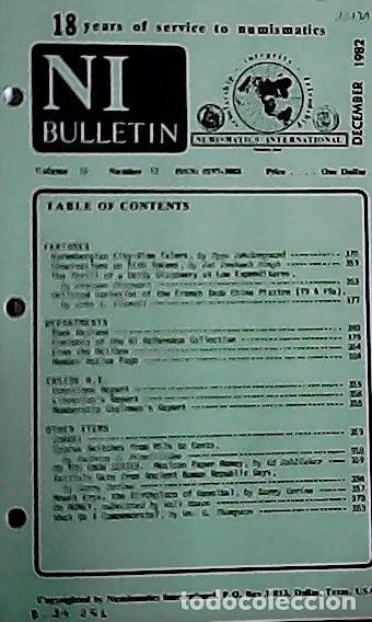 Libros: NI Bulletin. December 1982. Volume 16. Number 12 - AA.VV. - NUMISMATICS: