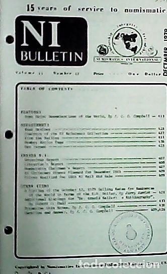 Libros: NI Bulletin. December 1979. Volume 13. Number 12 - AA.VV. - NUMISMATICS:
