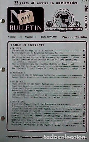 Libros: NI Bulletin. January 1987. Volume 21. Number 1 - AA.VV. - NUMISMATICS: