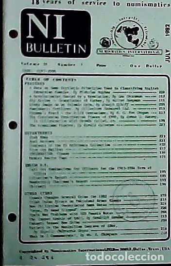Libros: NI Bulletin. July 1982. Volume 16. Number 7 - AA.VV. - NUMISMATICS:
