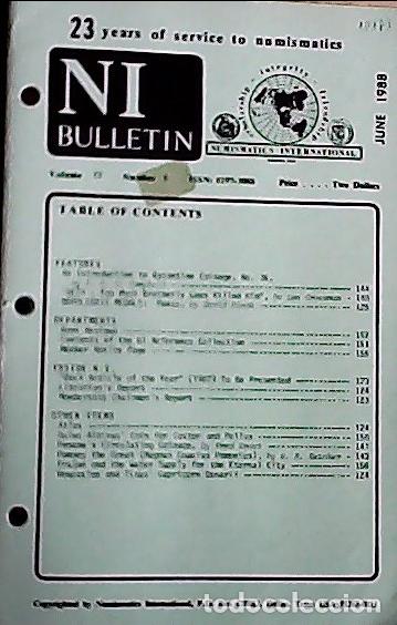 Libros: NI Bulletin. June 1988. Volume 22. Number 6 - AA.VV. - NUMISMATICS: