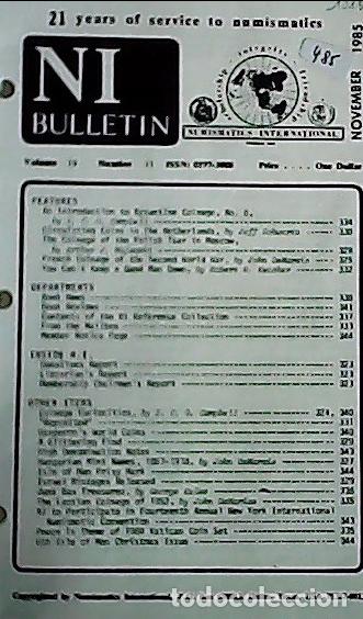 Libros: NI Bulletin. November 1985. Volume 19. Number 11 - AA.VV. - NUMISMATICS: