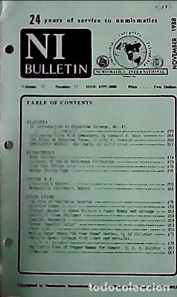 Libros: NI Bulletin. November 1988. Volume 22. Number 11 - AA.VV. - NUMISMATICS: