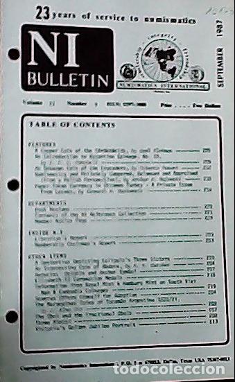 Libros: NI Bulletin. September 1987. Volume 21. Number 9 - AA.VV. - NUMISMATICS: