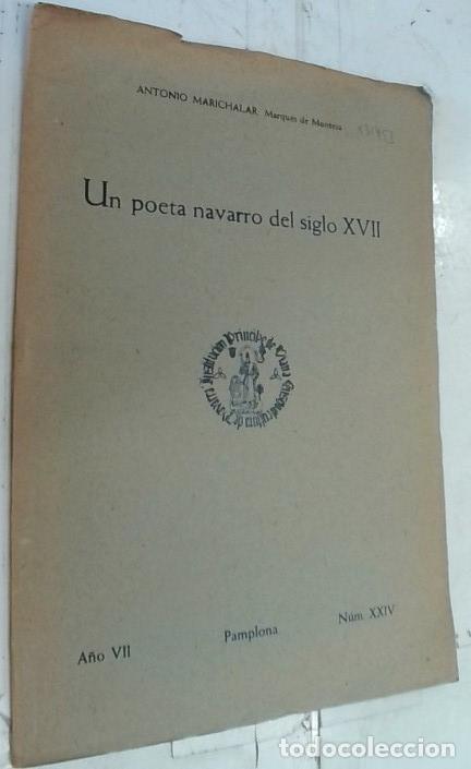 Libros: Un poeta navarro del siglo XVII (Don Francisco Vicent de Montesa y Tornarima, Se&ntilde;or de Mora). Separa