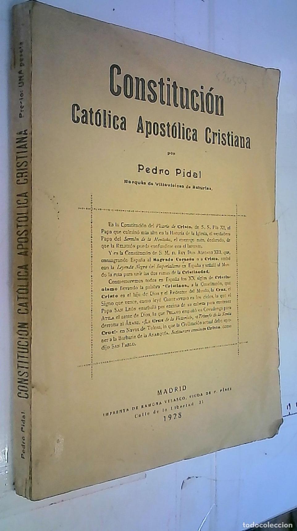 Libros: Constituci&oacute;n Cat&oacute;lica Apost&oacute;lica Cristiana - Pidal, Pedro: