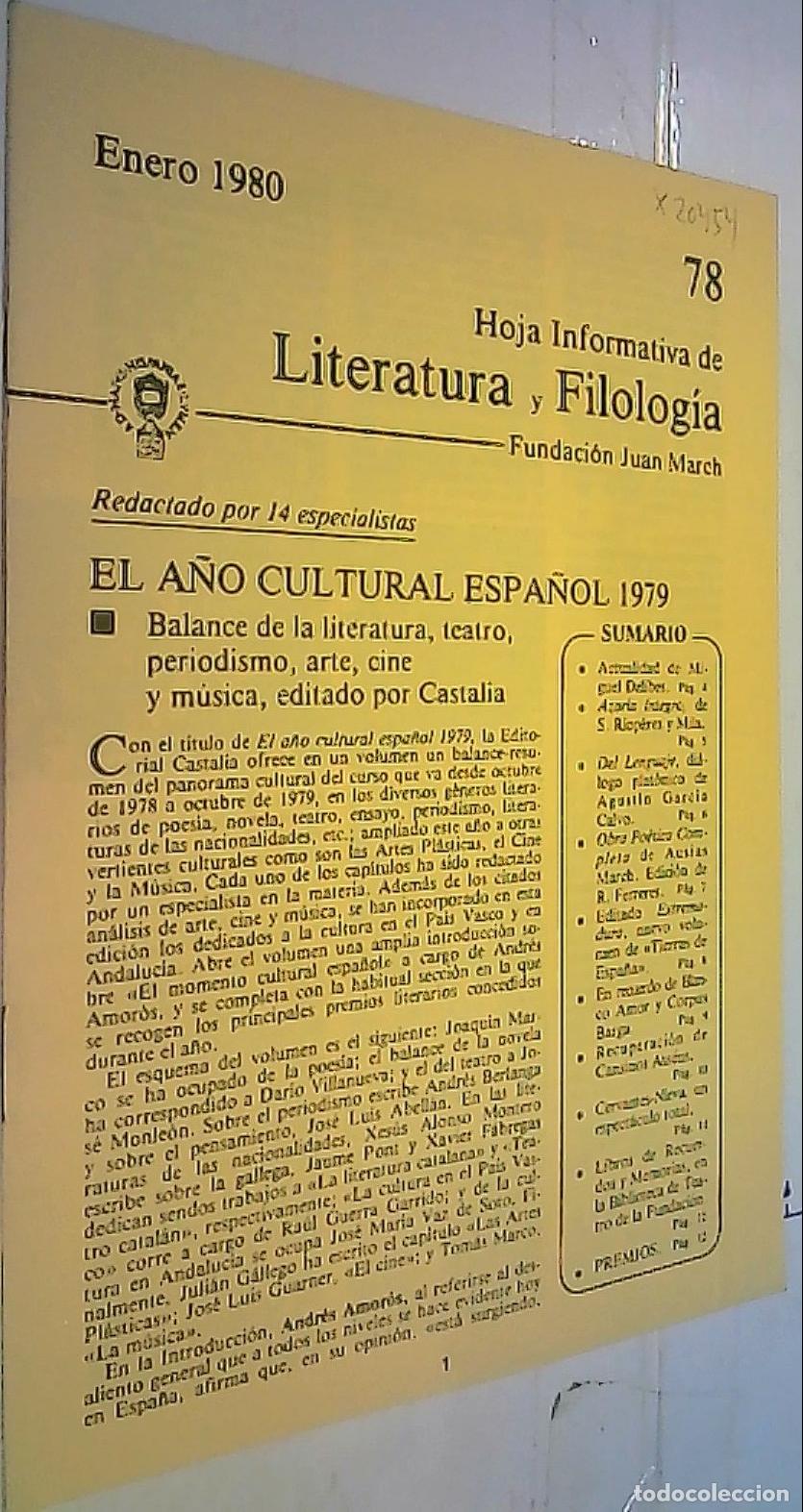 Libri di seconda mano: El a&ntilde;o cultural espa&ntilde;ol 1979. Balance de la literatura, teatro, periodismo, arte, cine y m&uacute;sica, edi