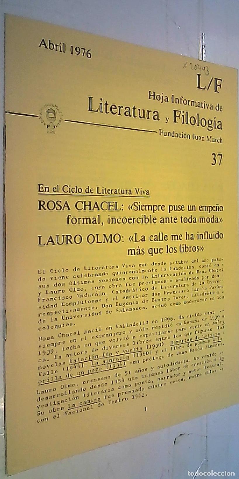 B&uuml;cher: En el Ciclo de Literatura Viva. Rosa Chacel: Siempre puse un empe&ntilde;o formal, incoercible ante toda mo