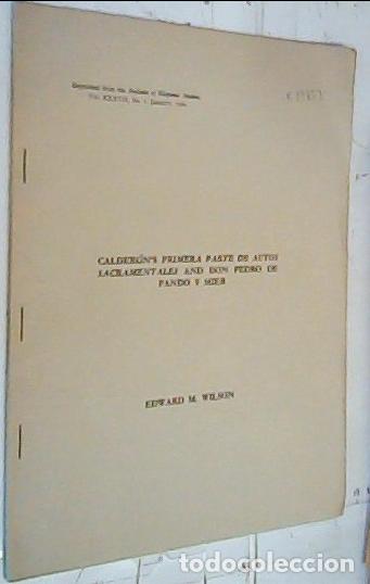 Livros em segunda m&atilde;o: Calder&oacute;n's primera parte de Autos Sacramentales and Don Pedro de Pando y Mier. Separata - Wilson, Ed