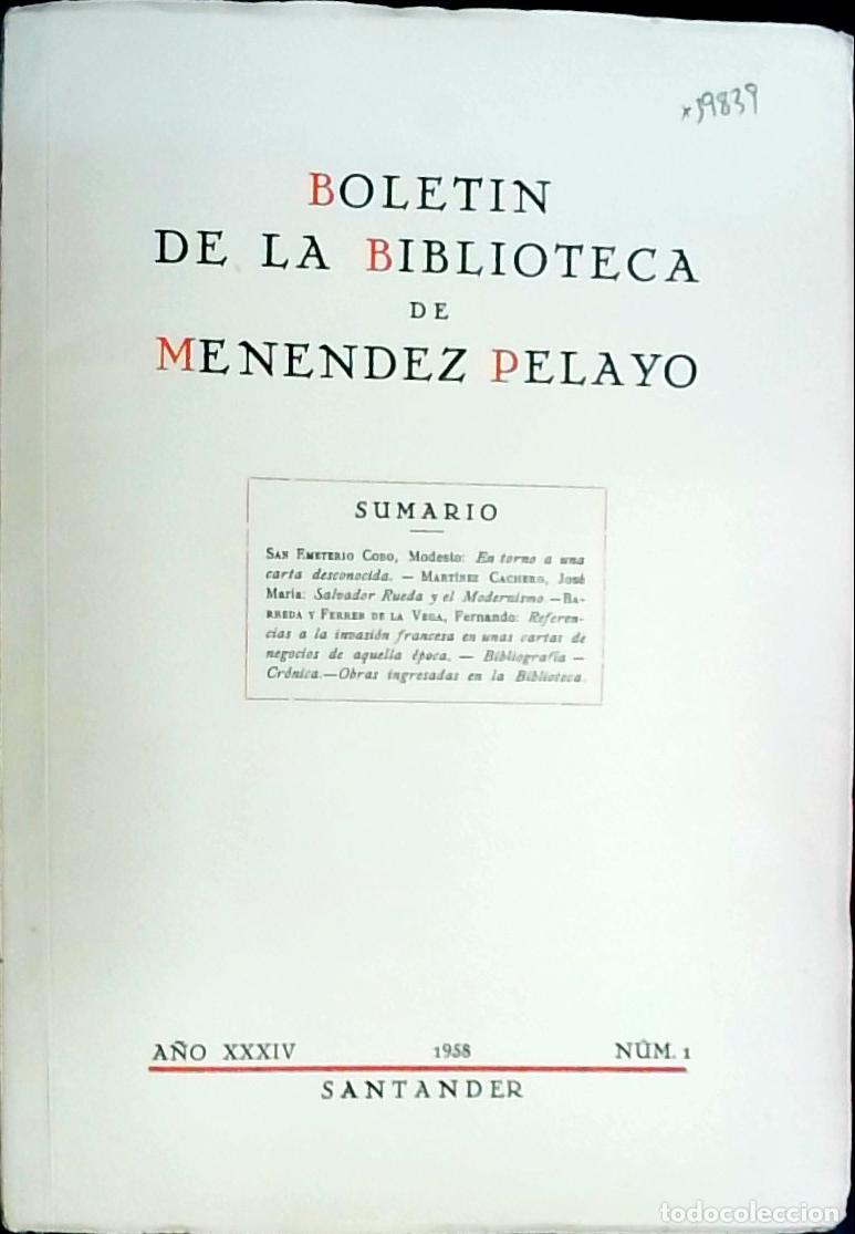 B&uuml;cher: Bolet&iacute;n de la Biblioteca de Men&eacute;ndez Pelayo A&ntilde;o XXXIV, n&ordm; 1 - Autores Varios: