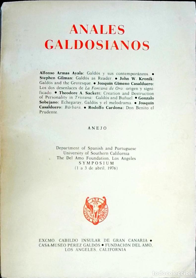 Libros: Anales Galdosianos. Anejo. Symposium del 1 al 3 de Abril - Autores Varios: