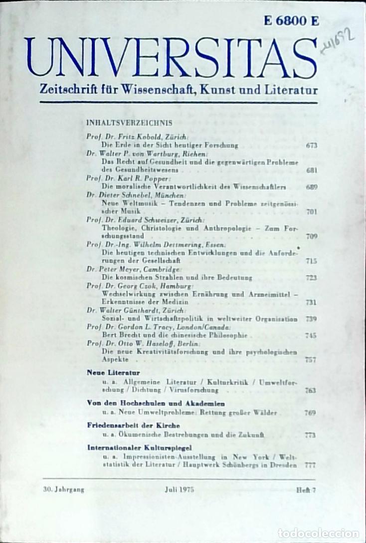 Libros: Universitas Juli Heft 7. Zeitschrift f&uuml;r Wissenschft, Kunst und Literatur - Autores Varios: