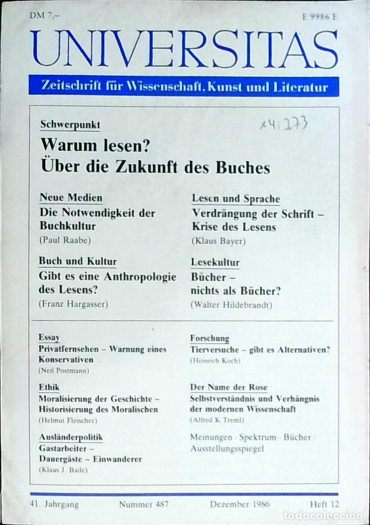 Livres: Universitas Dezember Heft 12. Nummer 487. Zeitschrift f&uuml;r Wissenschft, Kunst und Literatur - Autores