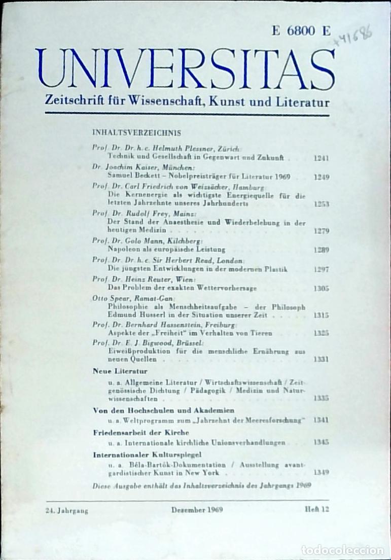 Livres: Universitas Dezember Heft 12. Zeitschrift f&uuml;r Wissenschft, Kunst und Literatur - Autores Varios: